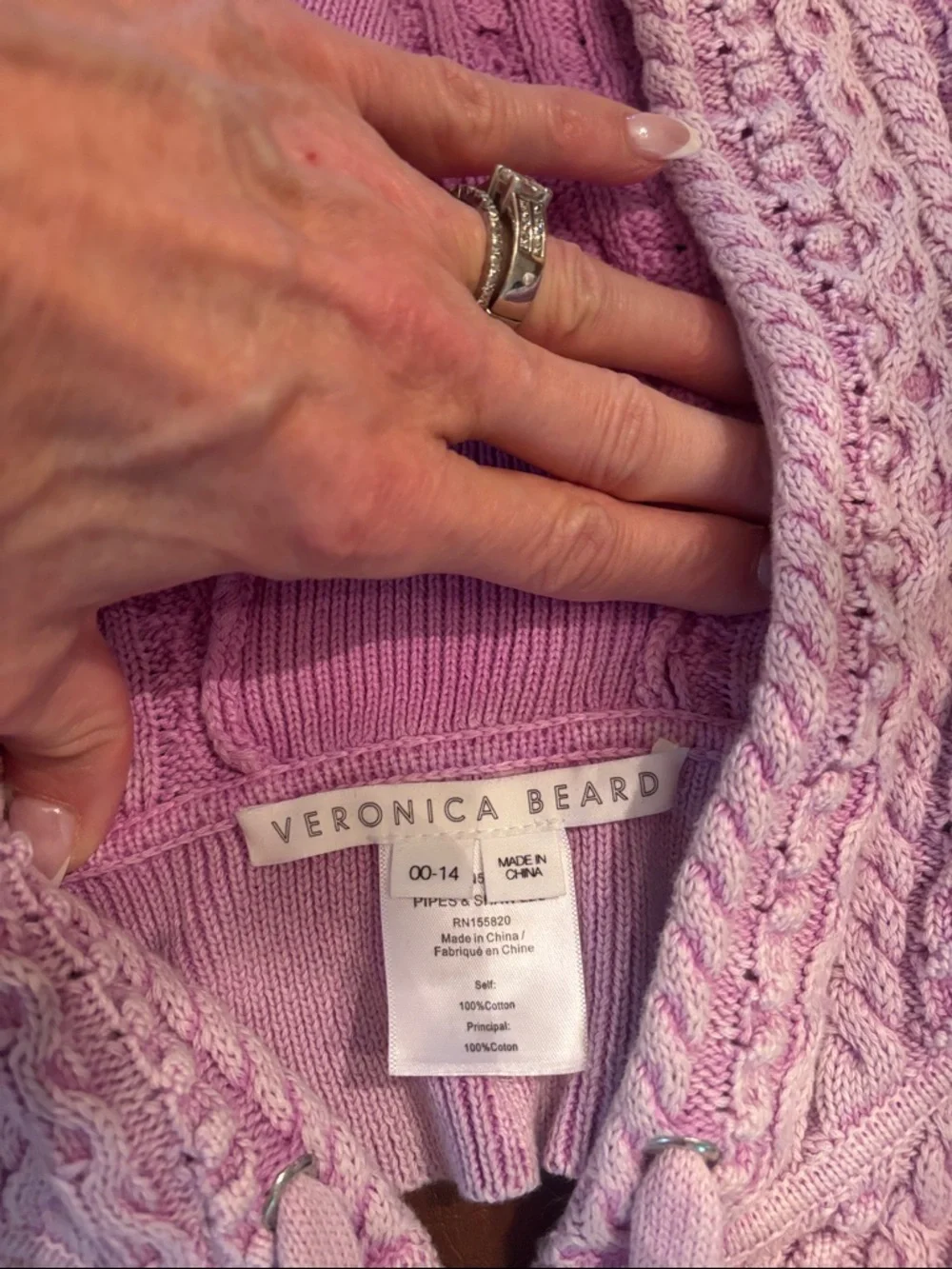 Rare Veronica Beard Lilac Dickey Cable-Knit Zip Front Sleeveless Top new - Picture 2 of 4